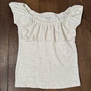 John Galt Brandy Melville Light Gray Casey Ruched Top